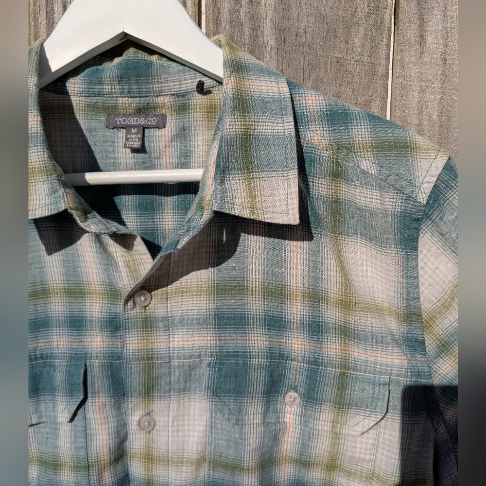 Toad&Co Medium Hookline Plaid Button-up SS Shirt Recycled Cotton/Poly Men's